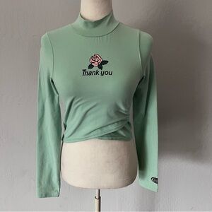 BSR by Samii Ryan Mint Green ‘Thank You’ Crop Top - Size Medium
